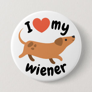 Plate I love my to wiener - Dog dachshund Button