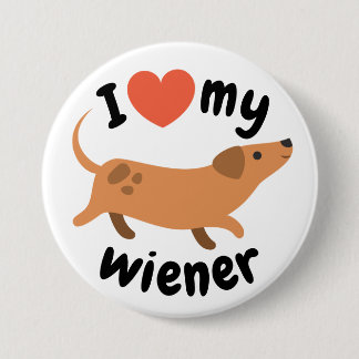 Plate I love my to wiener - Dog dachshund Button