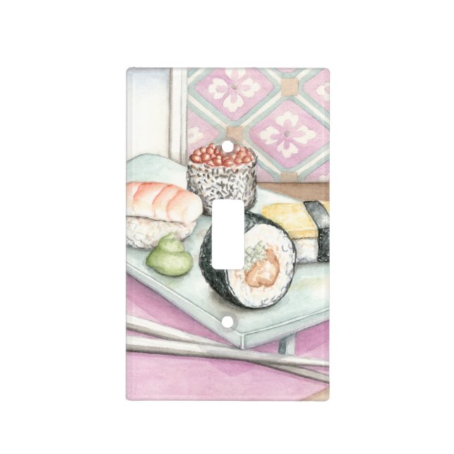 Plate of Assorted Sushi with Chopsticks (Front)