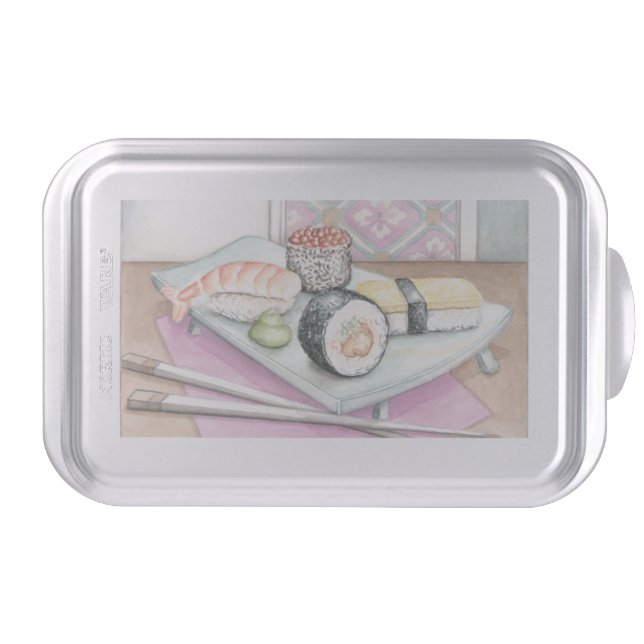 Plate of Assorted Sushi with Chopsticks Cake Pan (Front)