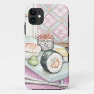 Plate of Assorted Sushi with Chopsticks iPhone 11 Case