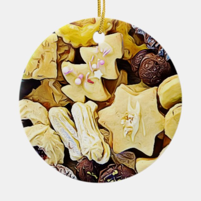 Plate of Cookies Personalized Christmas Ceramic Ornament (Front)