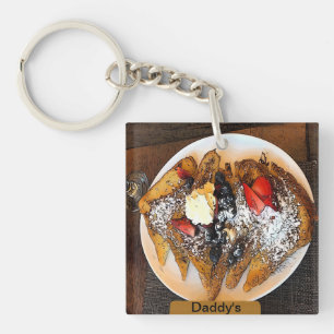 Plate of French Toast with Fruit Art Keychain