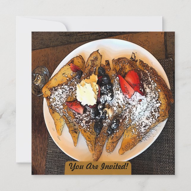 Plate of French Toast with Fruit Art Note Card (Front)