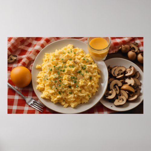 Plate of scrabled eggs poster