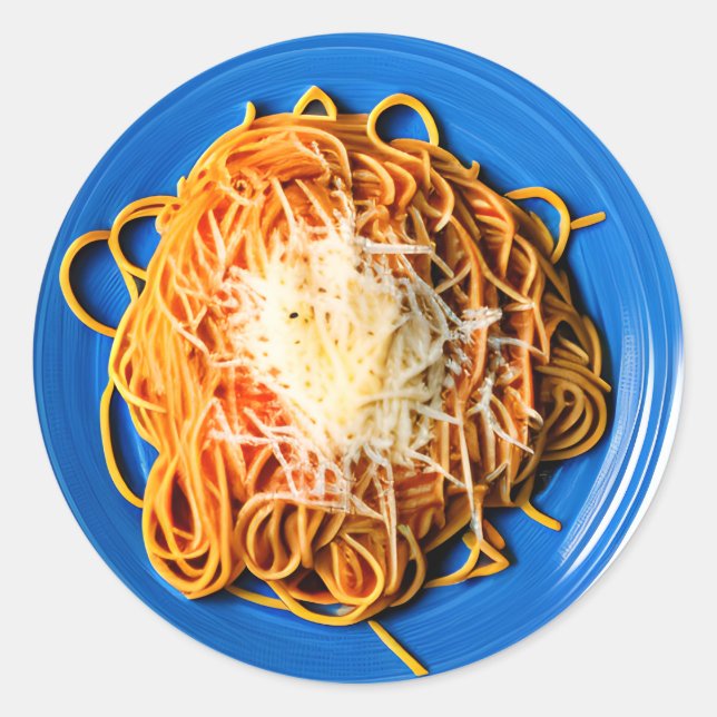 Plate of Spaghetti with Parmesan Cheese Classic Round Sticker (Front)