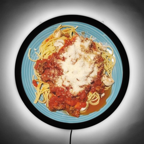 Plate of Spaghetti with Parmesan Cheese LED Sign