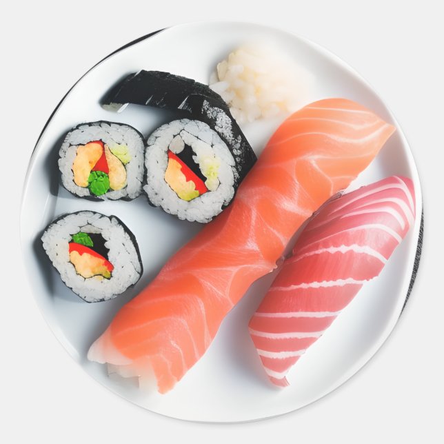 Plate of Sushi | Realistic Food  Classic Round Sticker (Front)