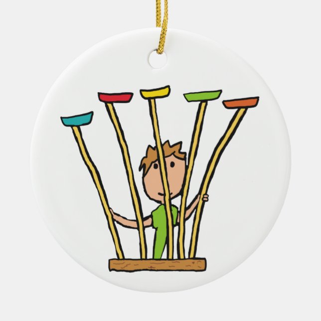 Plate Spinning Ceramic Ornament (Front)