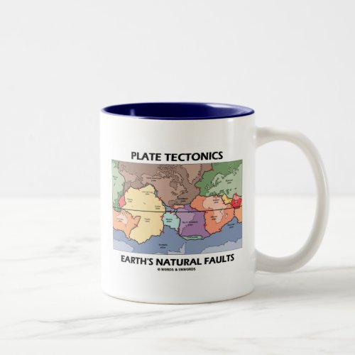 Plate Tectonics Earths Natural Faults World Map Two_Tone Coffee Mug