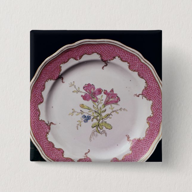Plate with botanical design button (Front)