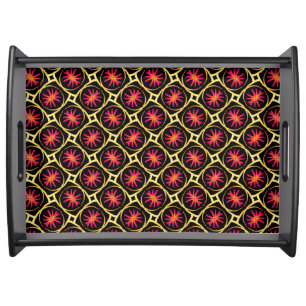 Plate with desigh coloured red, black and yellow serving tray