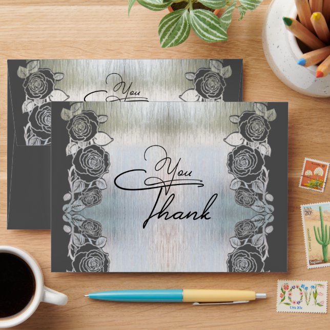 plateado con flores de gracias envelope (Desk)