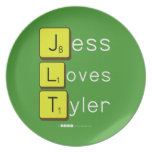 Jess
 Loves
 Tyler  Plates