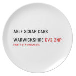 ABLE SCRAP CARS  WARWICKSHIRE  Plates