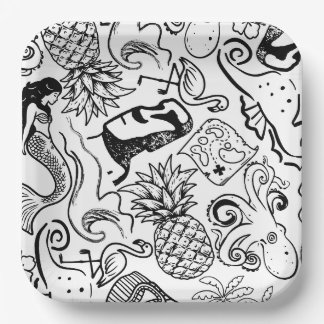 Plates with Tiki Summer Vibes