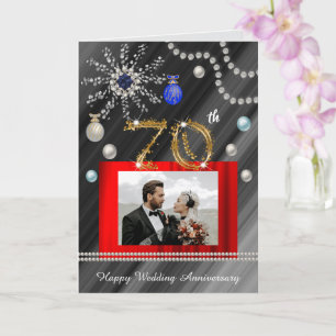 Platinum 70th Anniversary on Christmas 2 photos Card