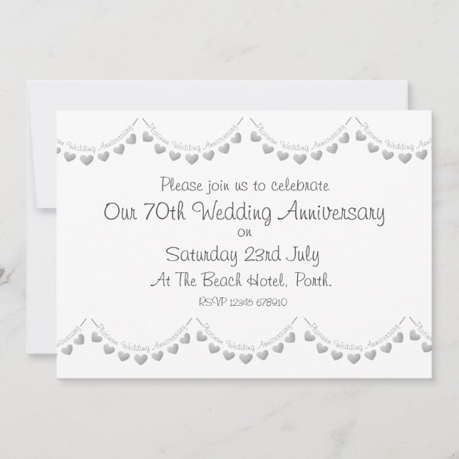 Platinum 70th Wedding Anniversary Invitation (Front)