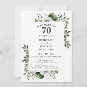 Platinum 70th Wedding Anniversary Monogram Floral Invitation