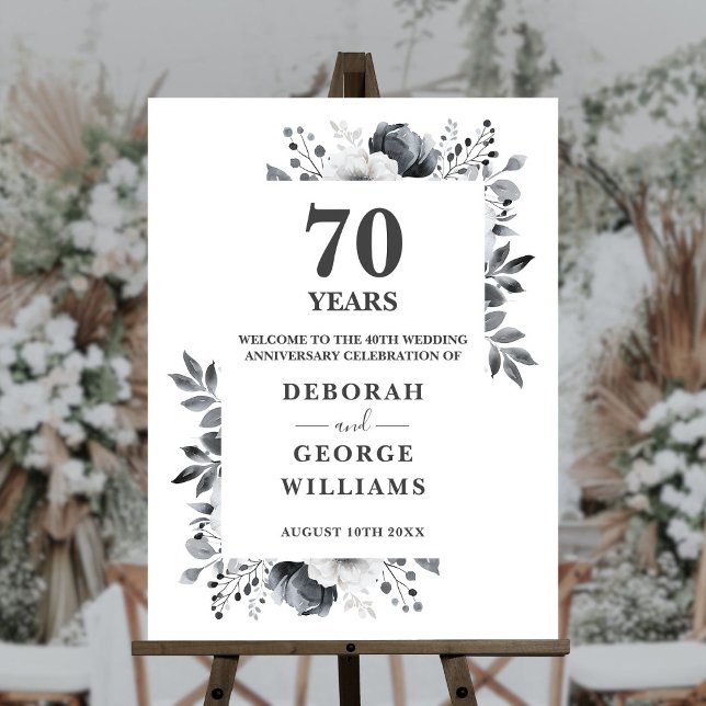 Platinum 70th Wedding Anniversary Welcome Sign (Platinum 70th Wedding Anniversary Welcome Sign)