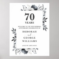 Platinum 70th Wedding Anniversary Welcome Sign
