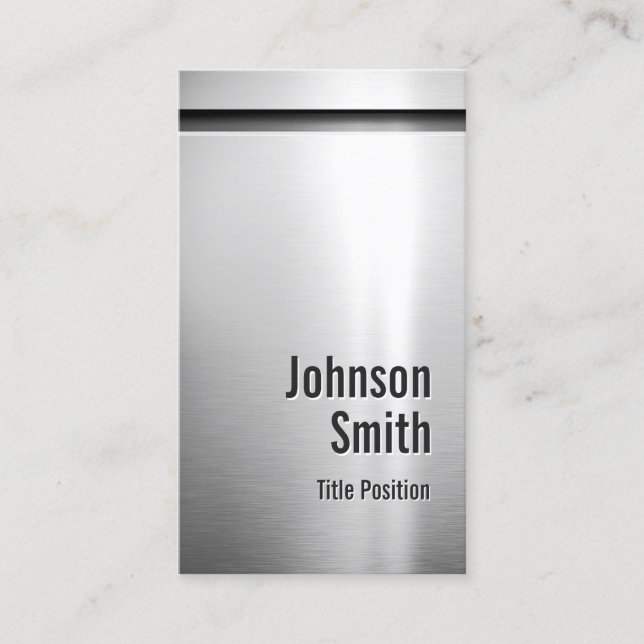 Platinum Aluminum Stainless Steel Look Business Card (Front)