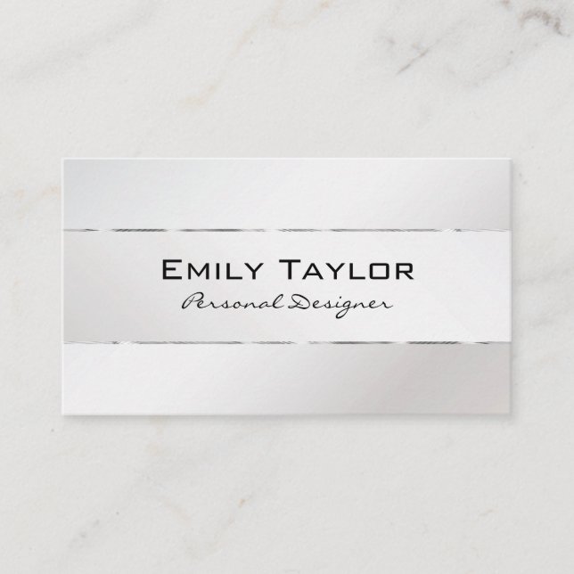 Platinum Background Silver Trim Business Card (Front)