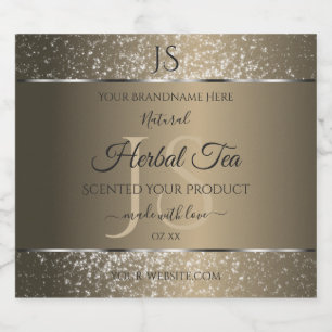 Platinum Beige with Glitter Initials Product Label