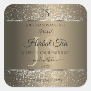 Platinum Beige with Glitter Initials Product Label