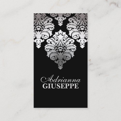 Platinum &amp; Black Lush Damask Mommy Calling Card / Business Card Templates