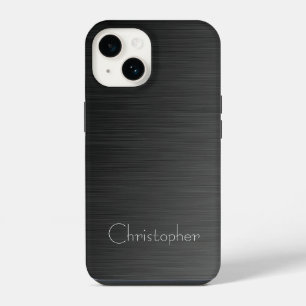 Platinum black Silver Stainless Steel Print 15 iPhone 14 Case