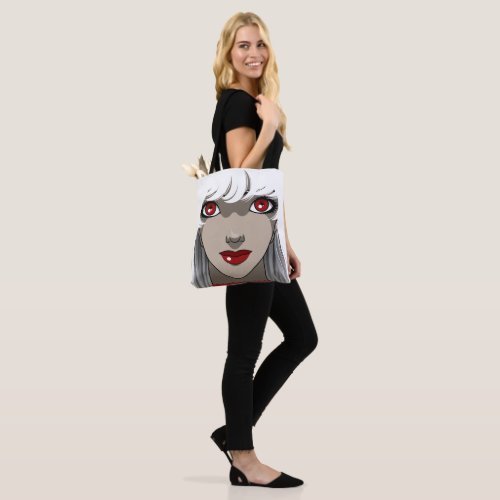 Platinum Blonde Red Eyed Beauty Close Unique Chic Tote Bag