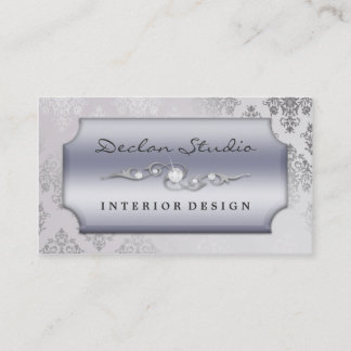 Platinum Dashing Damask Fashion/Interior Design Business Card