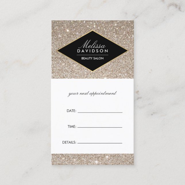 Platinum Glitter and Glamour Appointment Card (Front)