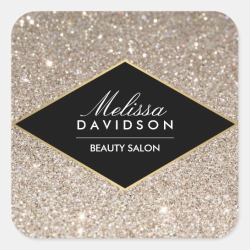 Platinum Glitter and Glamour Beauty Square Sticker