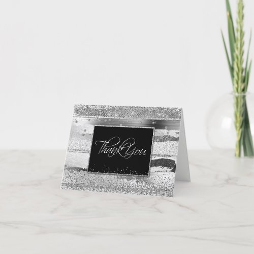 Platinum Glittery Thank You Card