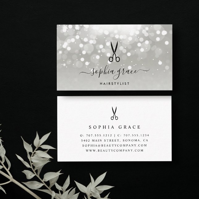 Platinum Glow Hairstylst Business Card (Creator Uploaded)