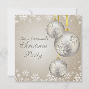 Platinum Gold Christmas Balls Party Invitation