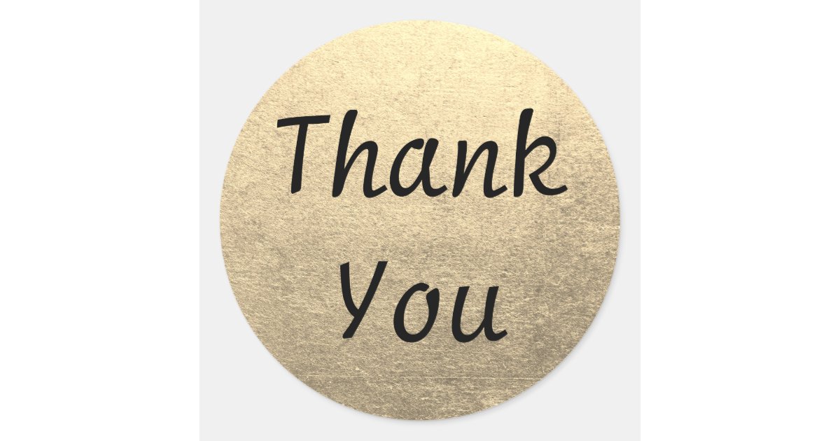 Platinum Gold Foil Photo Thank You Classic Round Sticker | Zazzle