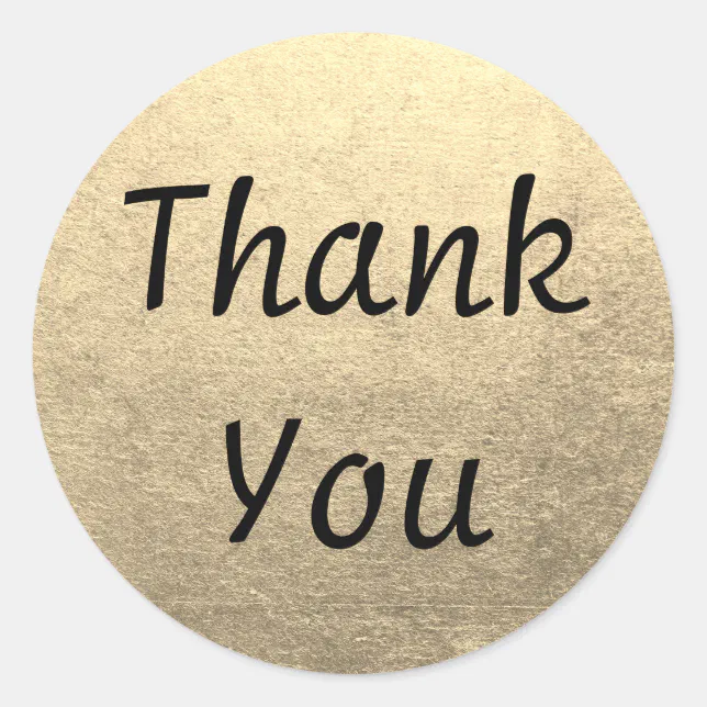 Platinum Gold Foil Photo Thank You Classic Round Sticker | Zazzle