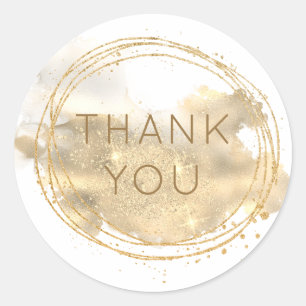Platinum Gold Glitter Jewelry Designer Thank You Classic Round Sticker
