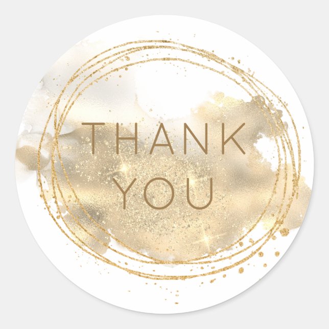 Platinum Gold Glitter Jewelry Designer Thank You Classic Round Sticker (Front)