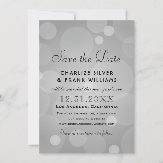 Platinum Gray Elegant Wedding Save The Date (Front)