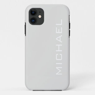 Platinum Gray Solid Color   Minimalist Name iPhone 11 Case
