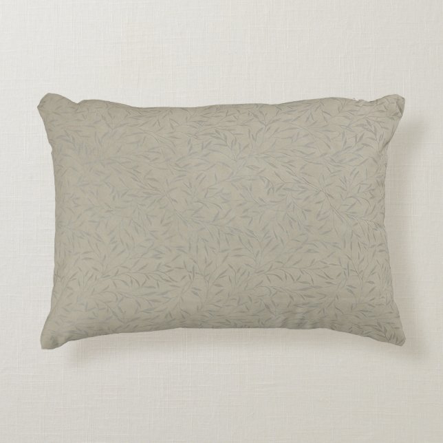 Platinum Grey Embossed Leaf Vines Accent Pillow (Front)