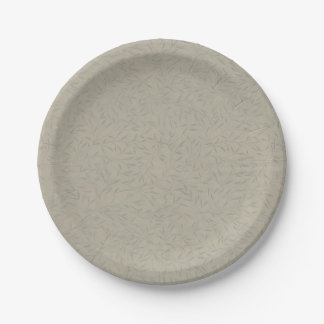 Platinum Grey Embossed Leaf Vines Paper Plates