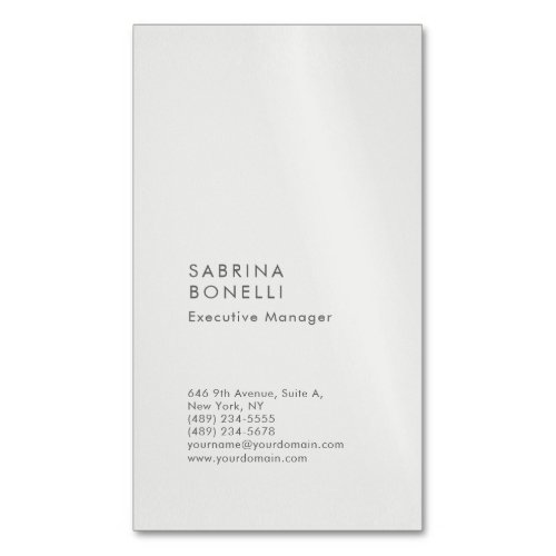 Platinum grey minimalist modern business card magnet