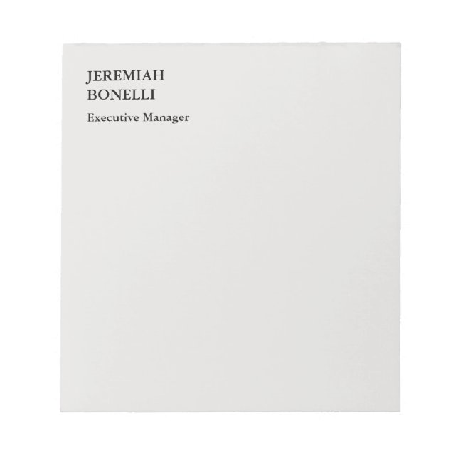 Platinum grey minimalist modern  notepad (Front)