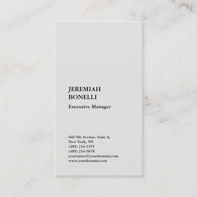 Platinum grey minimalist modern premium silk business card (Front)