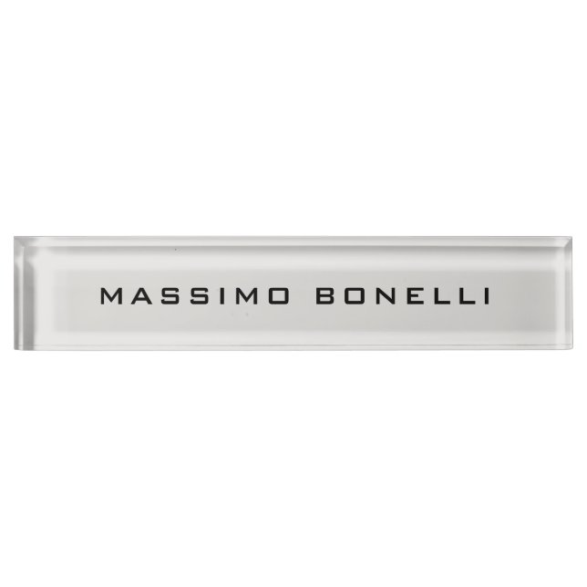 Platinum Grey Minimalist Plain Legible Modern Desk Name Plate (Front)